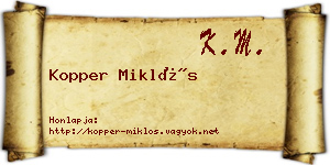 Kopper Miklós névjegykártya