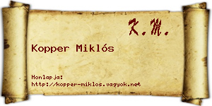 Kopper Miklós névjegykártya